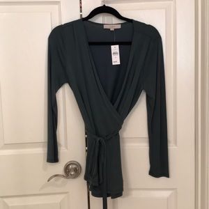 Wrap around long sleeve top